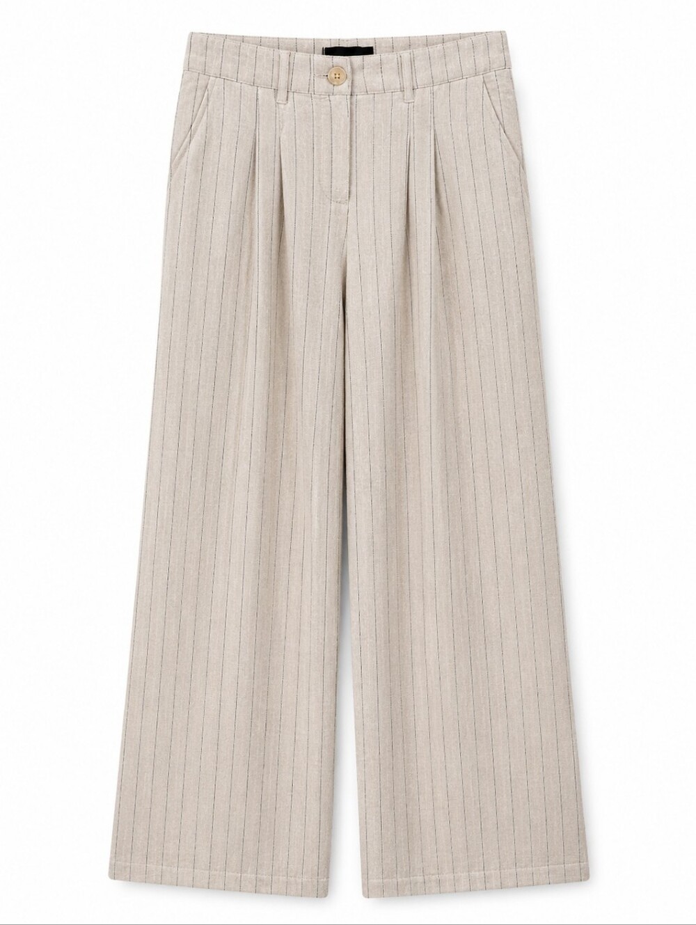 ASOS Oversized Wide Leg Pants in Neutral Stripe Linen Size 6